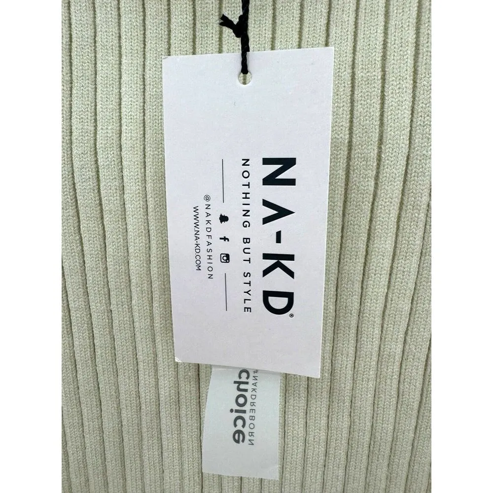 NWT Na-Kd Dusty Light Green Stretch Knit Ribbed Bandage Pencil Knit Skirt Medium - Image 3