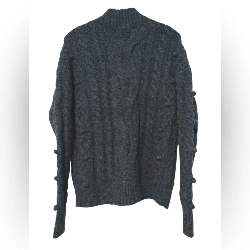 Lovestitch Chunky Cable Knit Mock Neck Pullover Sweater Teal Green Size Smalll - Image 2