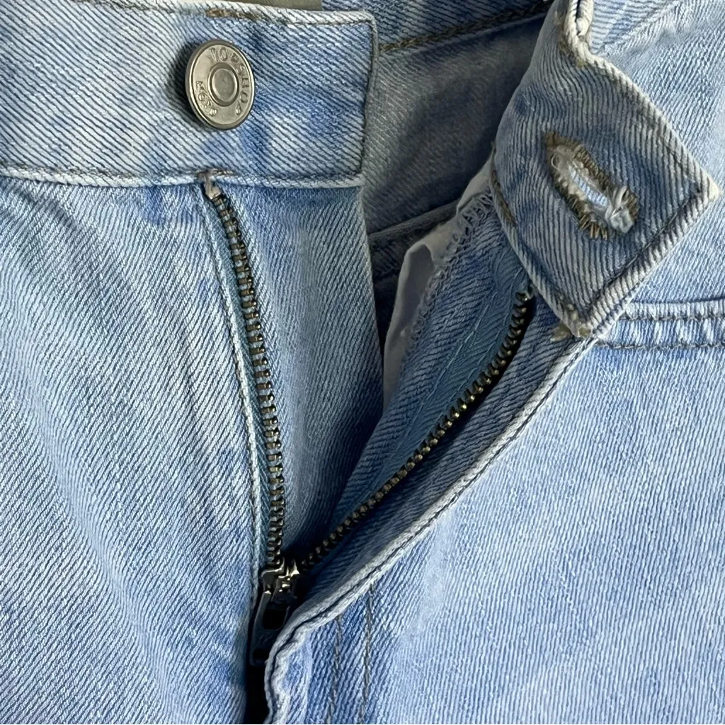 TOPSHOP Moto Rosa Denim Shorts Blue Classic Cuffed Jean Shorts‎ Size US Size 10 - Image 4