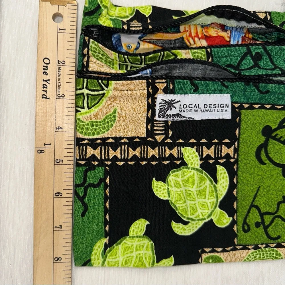 Local Design Hawaii Purse Womens Green Animal Print 3 Zippered Crossbody Bag - Image 7