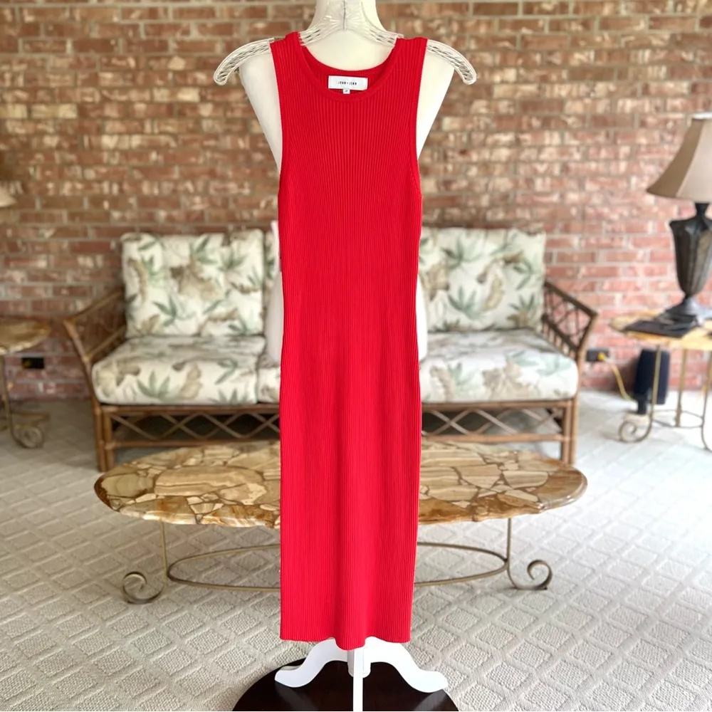 NEW John + Jenn Red Bodycon Tank Dress Knit Midi S Sleeveless Cocktail Brunch - Image 3