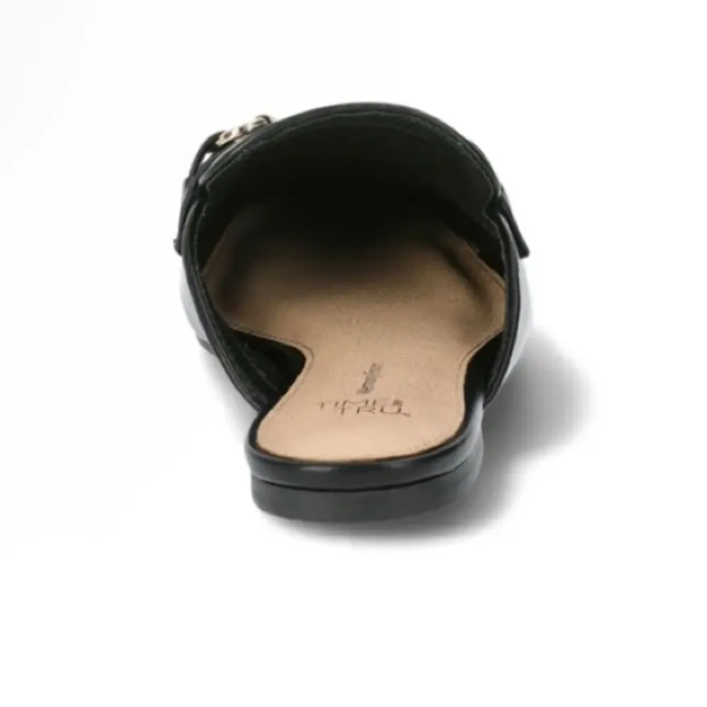 TIME and TRU Womens Slip On Mules Size 9 Black Gold Trim Comfort Flats New - Image 3
