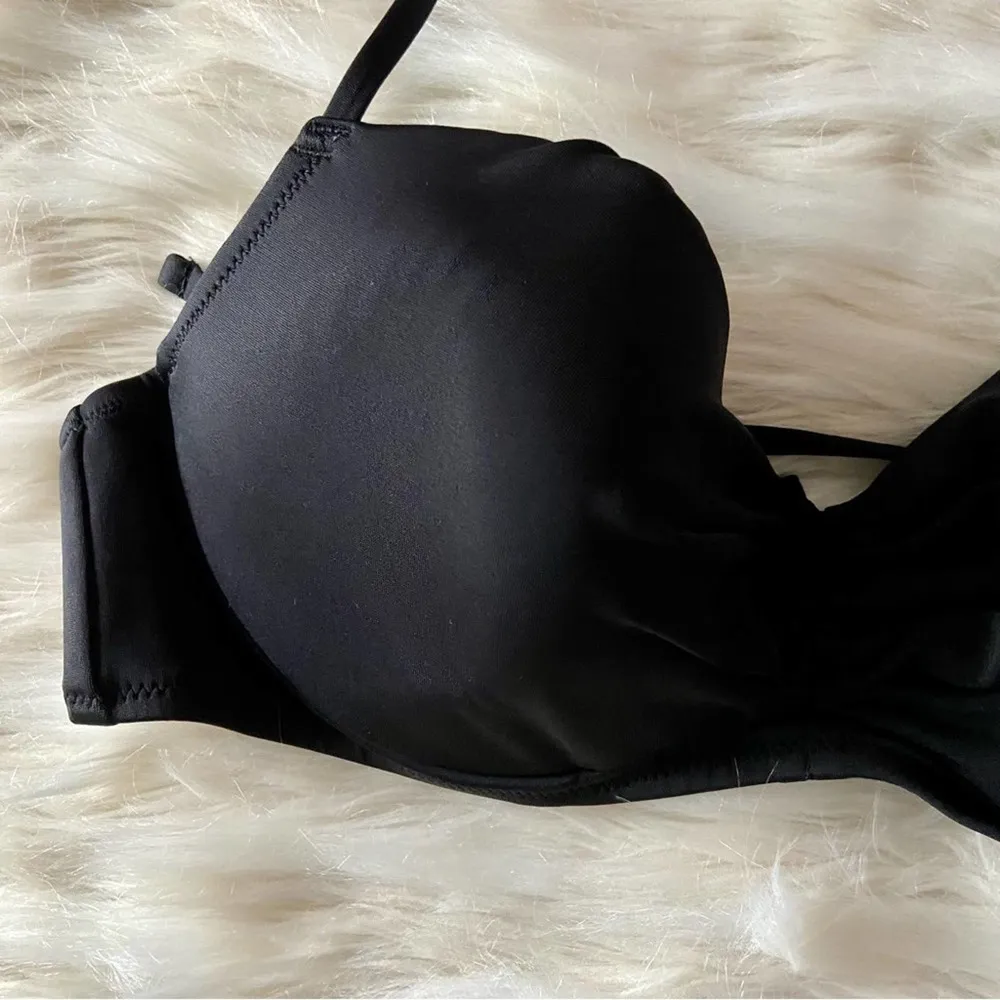 Shade & Shore Black Ruched Underwire Bikini top Sz 34C - Image 8