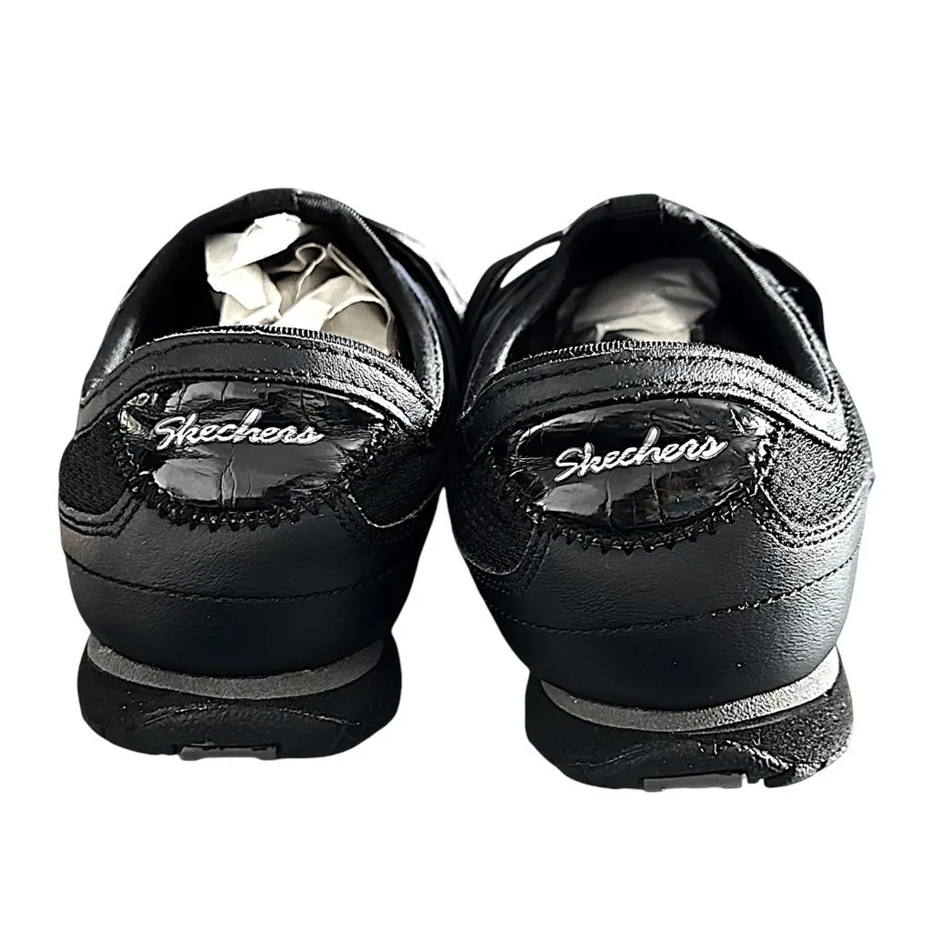 Skechers Funhouse Softsol Womens Black Slip-On Stretch Laced Memory Foam Shoe - Image 7