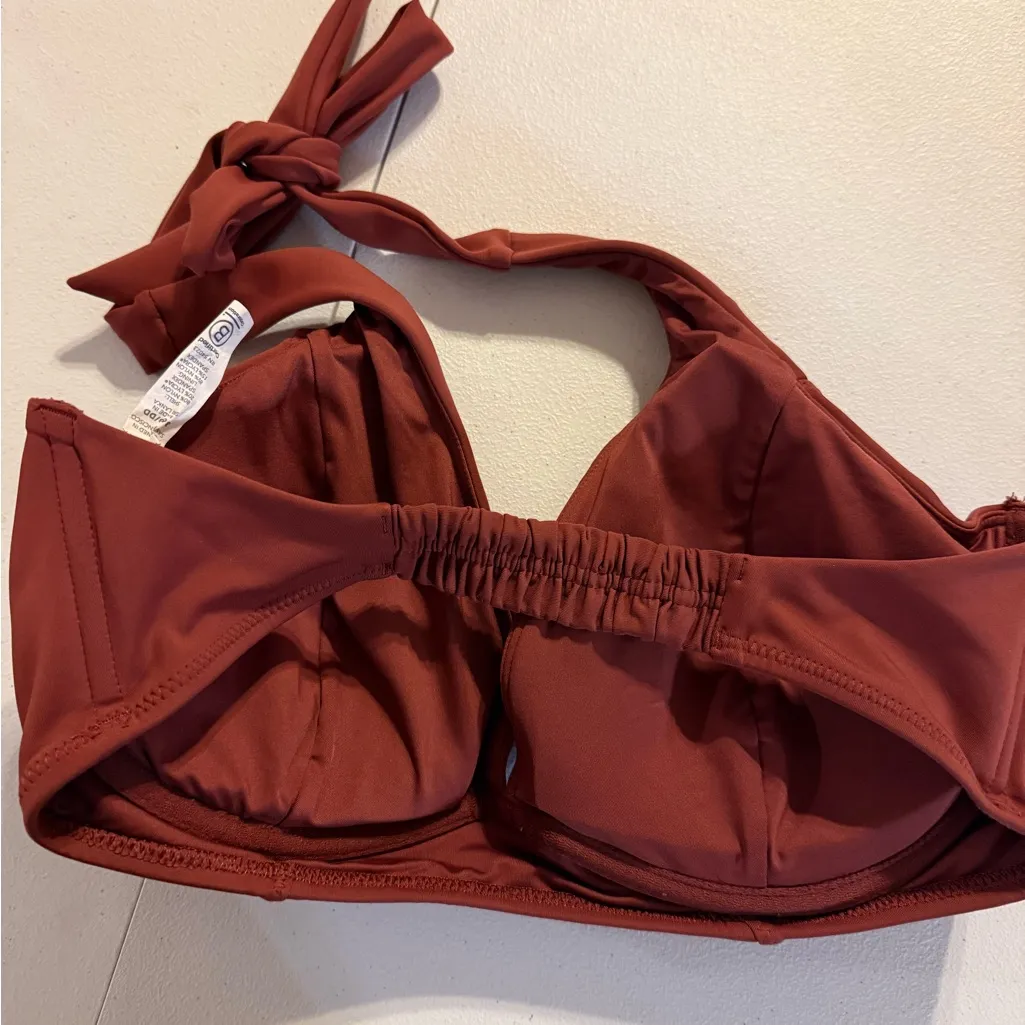 Athleta Red Clay size 36D/DD Halter Bikini Top Sculpted - Image 3