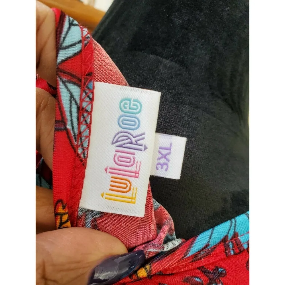 Lula Roe Women Multicolor Polyester 3/4 Sleeve Round Neck Knee Length Dress 3XL - Image 10