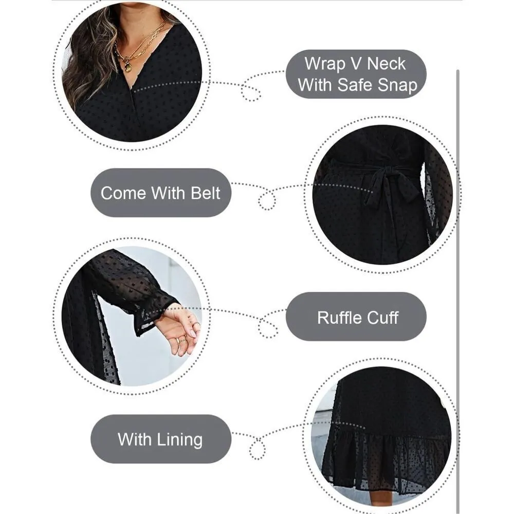 NEW Wrap V Neck Swiss Dot A - Image 4