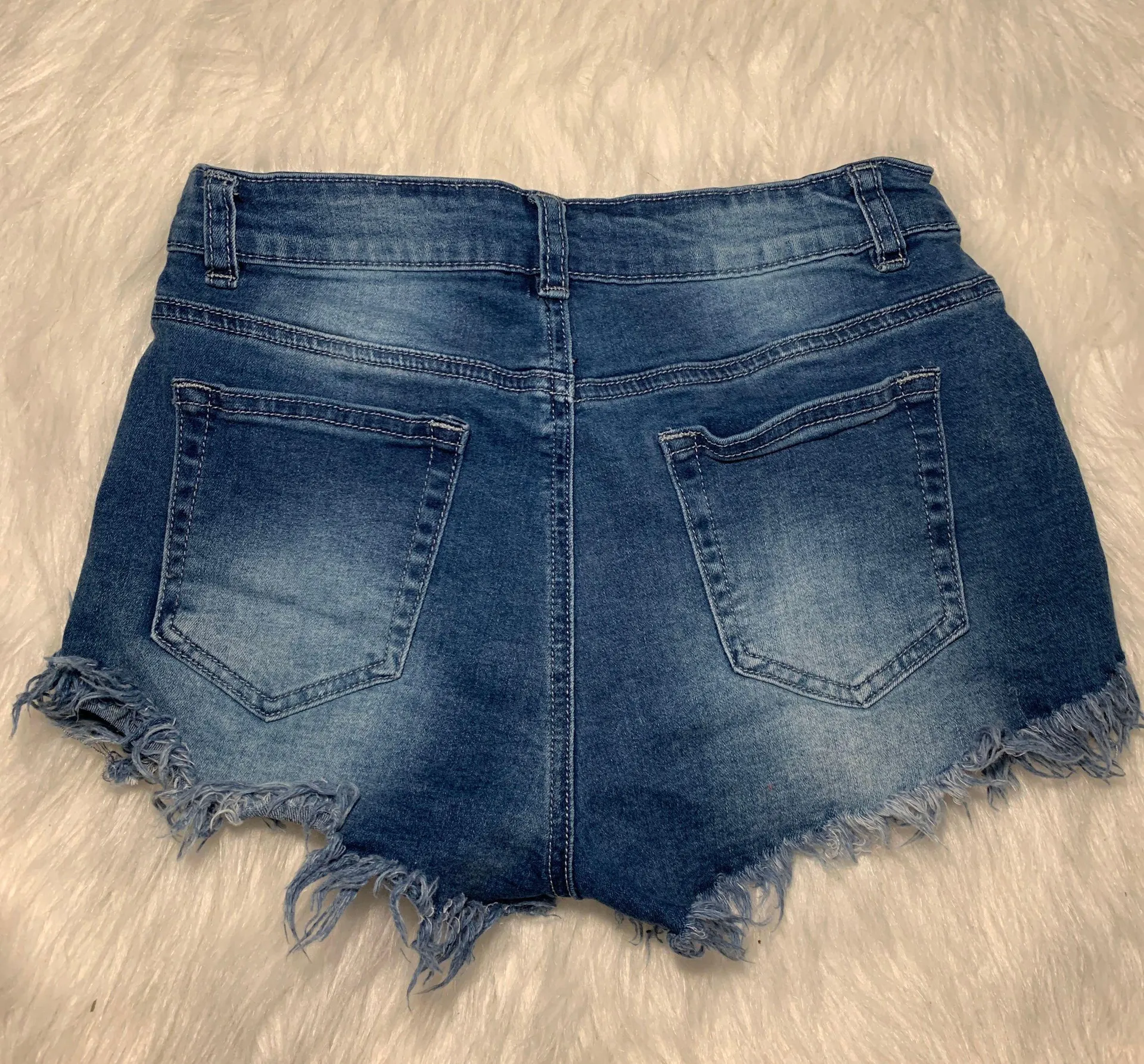 Blue Denim Shorty Shorts  - Image 4