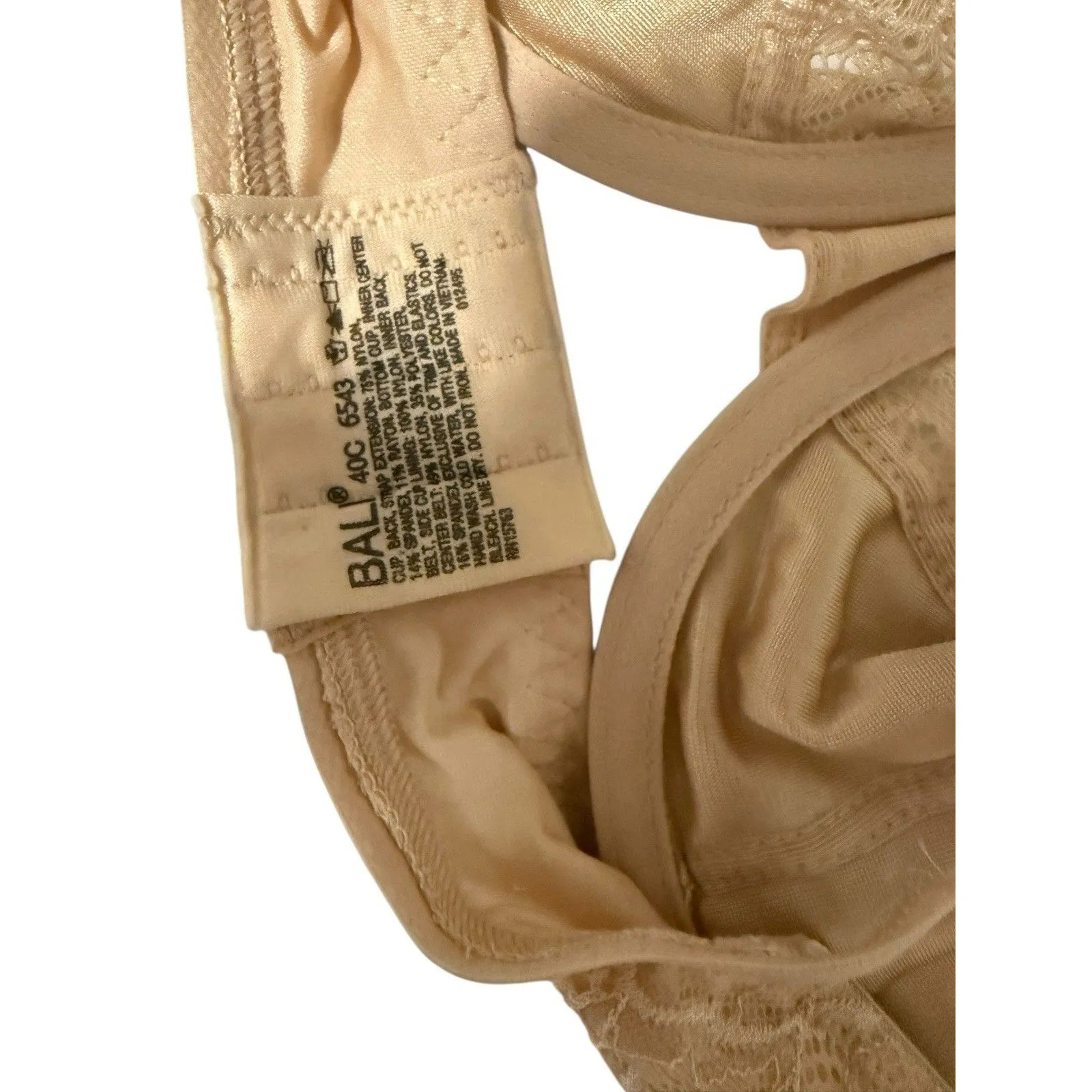 Bali Bra 40C NWT Underwire Lace Cups 6543 Full Coverage Adjustable Straps Tan - Image 4