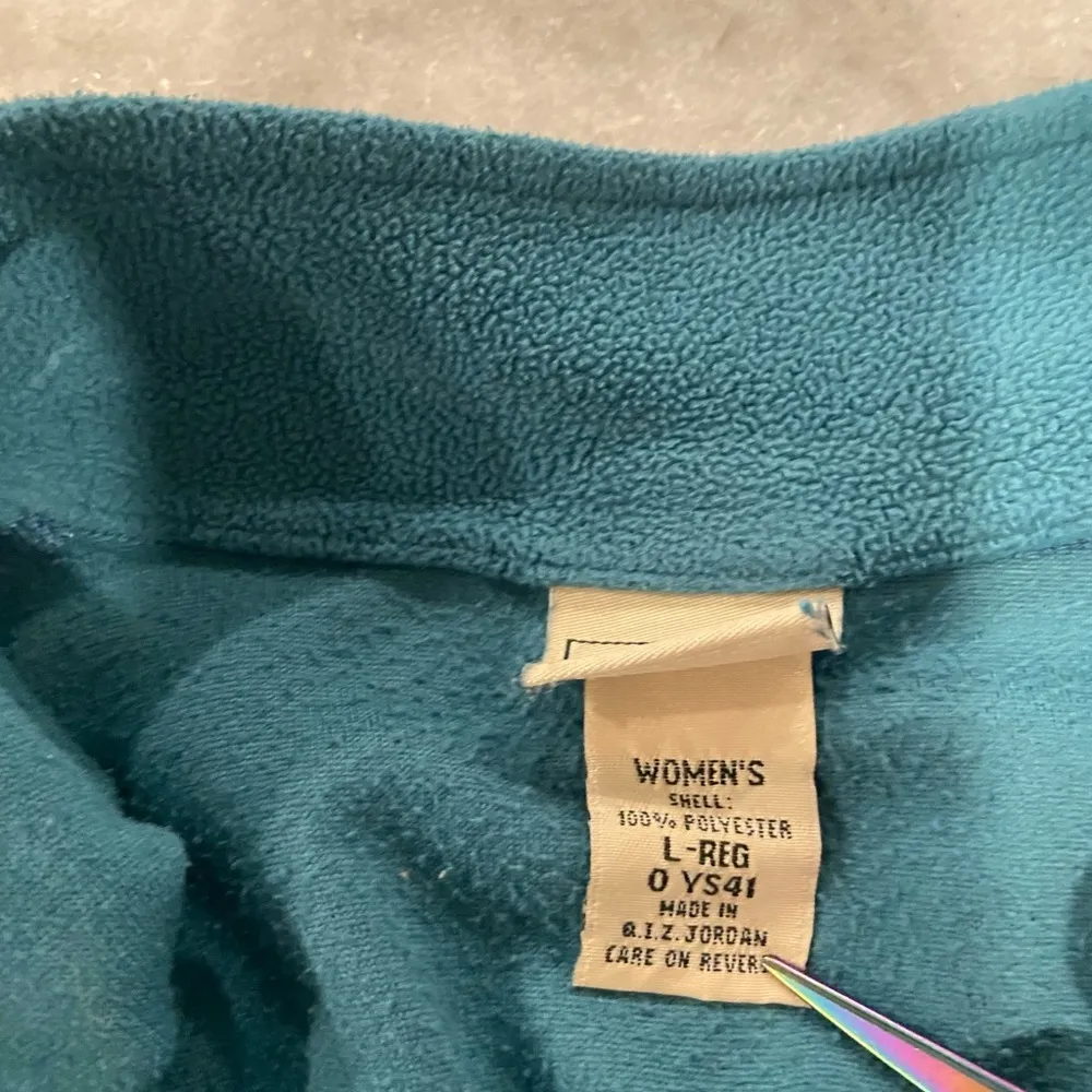 L.L. Bean Teal 1/4 Zip Pullover Long Sleeve Fleece Top Mock Neck Pocket Size L Green Size L - Image 10