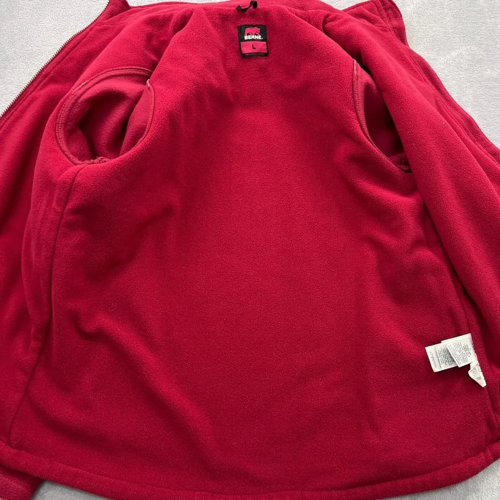 Berne Fleece Floral Quilted Full Zip Jacket Womens Large Pink Soft Cozy Outdoors - Image 9