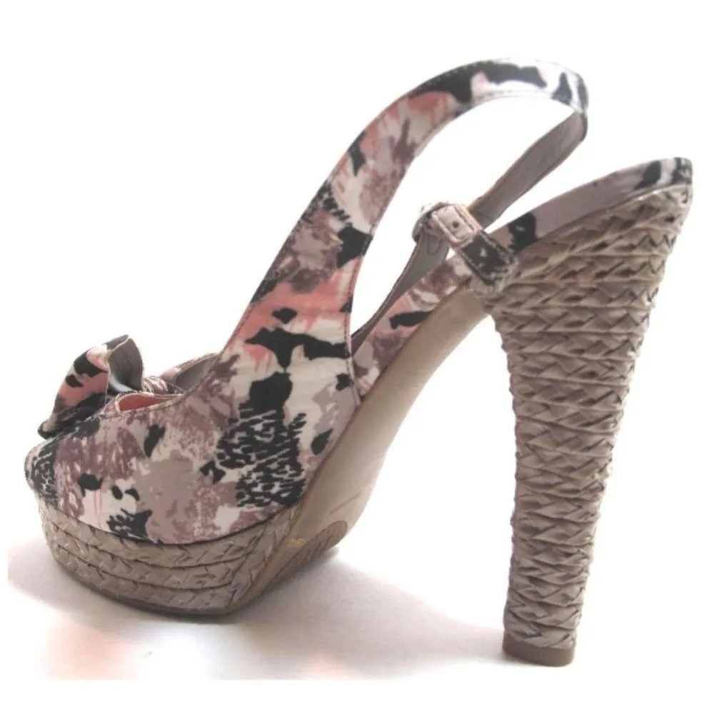 BCBG Betina Coconut/Taupe Floral Slingback Heel 10 - Image 3