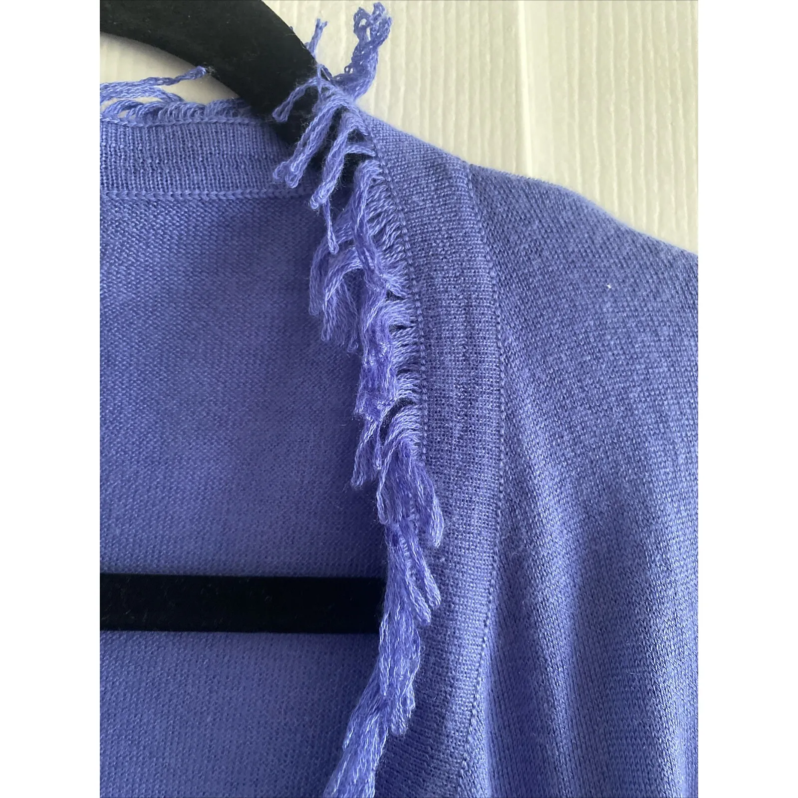 Diane Snyder Womens Medium Cashmere Silk Fringe Purple Open‎ Cardigan Quiet Lux - Image 3