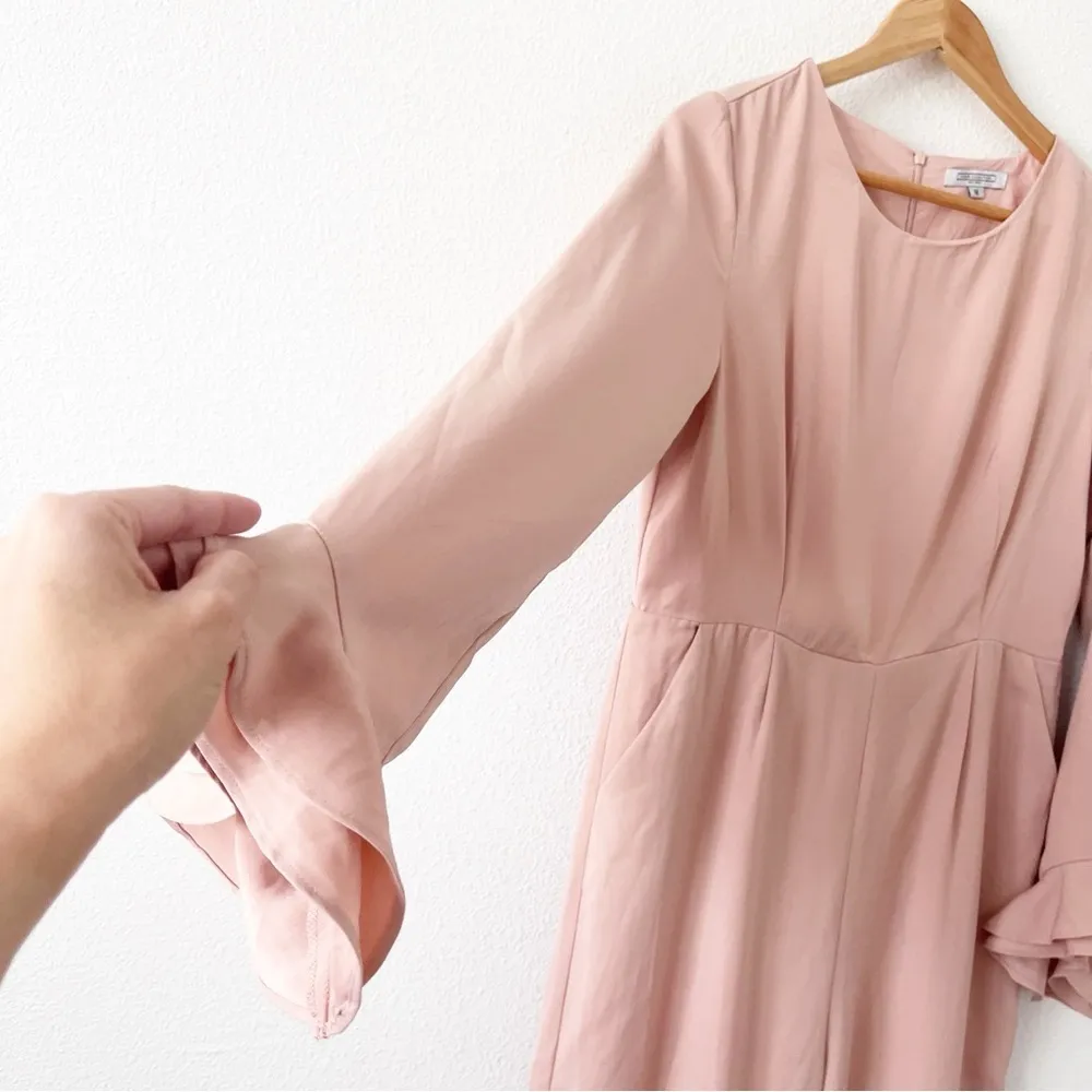 Veiled Long Sleeve Jumpsuit in Blush Pink Size M - Image 3