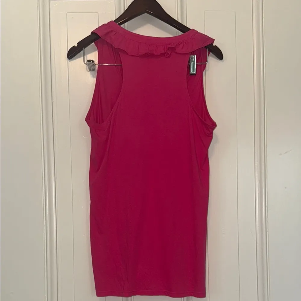Lilly Pulitzer Pink Ruffled Bib Collar Tank Top - Image 6