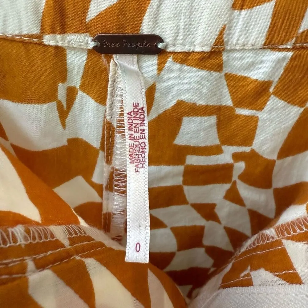 Free People Menorca Mustard Psychedelic Check Wide-Leg Cropped Pants 0 - Image 6