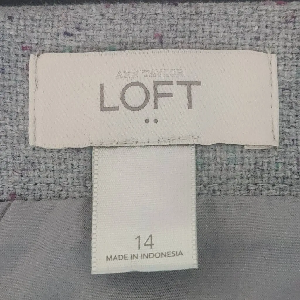 Loft Gray Straight Mini Skirt Size 14 Loft Gray Speckled Mini Tie Front Skirt - Image 6