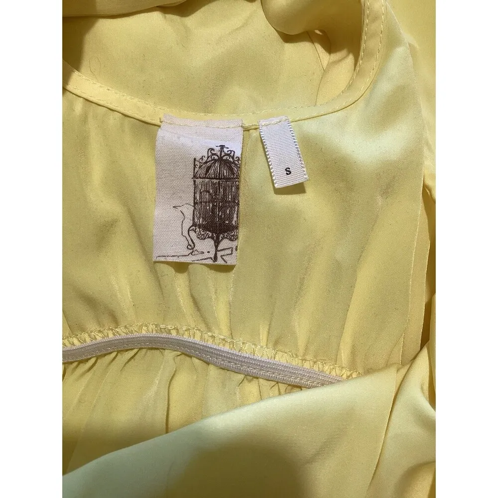 Francesca’s Light Yellow Sheer Tie Back Mini Dress Fit & Flare S - Image 3