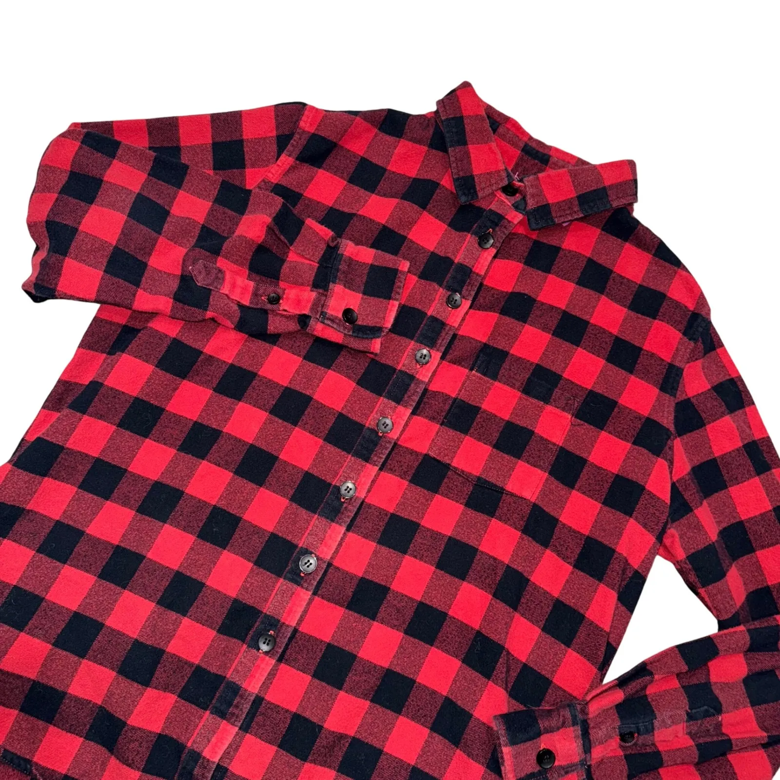 TRADLANDS Red Black Buffalo Plaid Flannel Shirt Long Sleeve Button Up Women's XL - Image 2