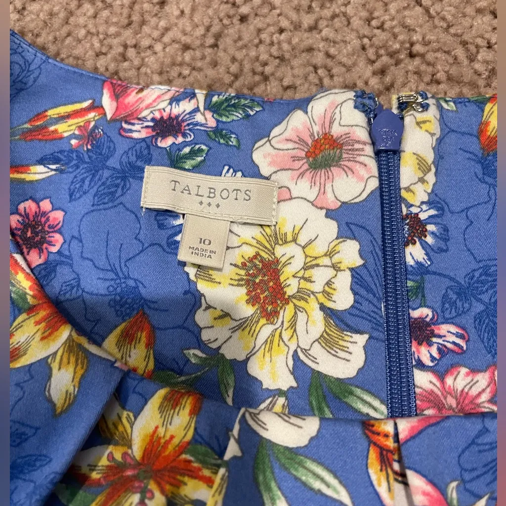 TALBOTS Y2K Springtime Blue Floral Midi Dress - Image 3