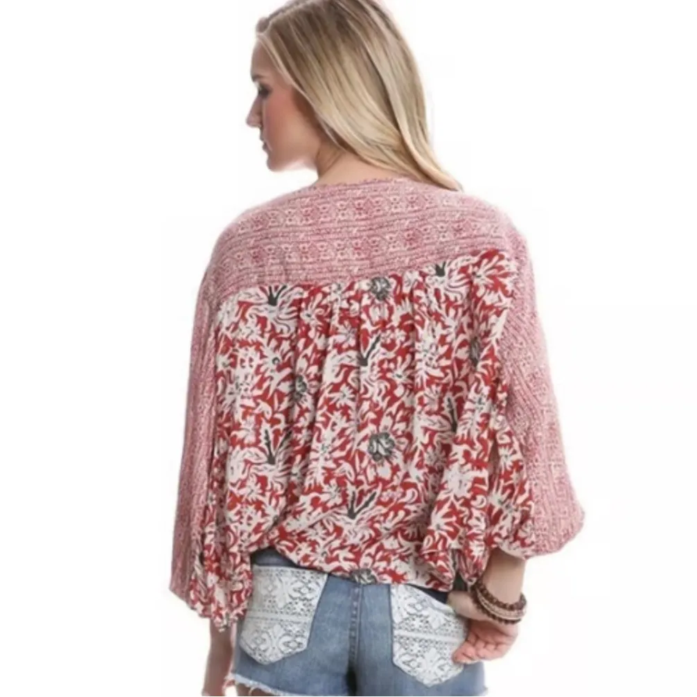 Free People‎ Maroon and Cream Pattern Cardigan XS - Image 10