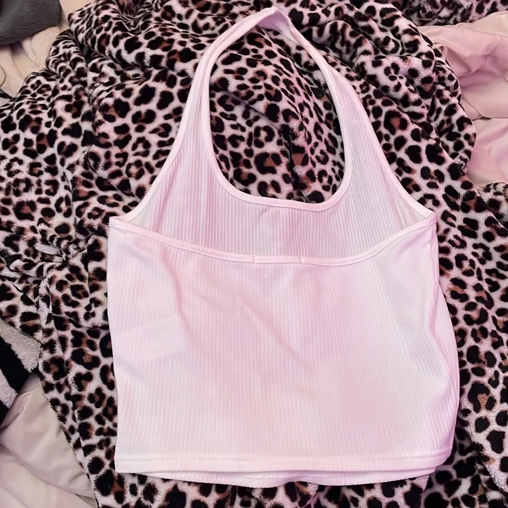 Super Cute Worn Basic and Simple White Lightweight Halter Crop Top - Image 3