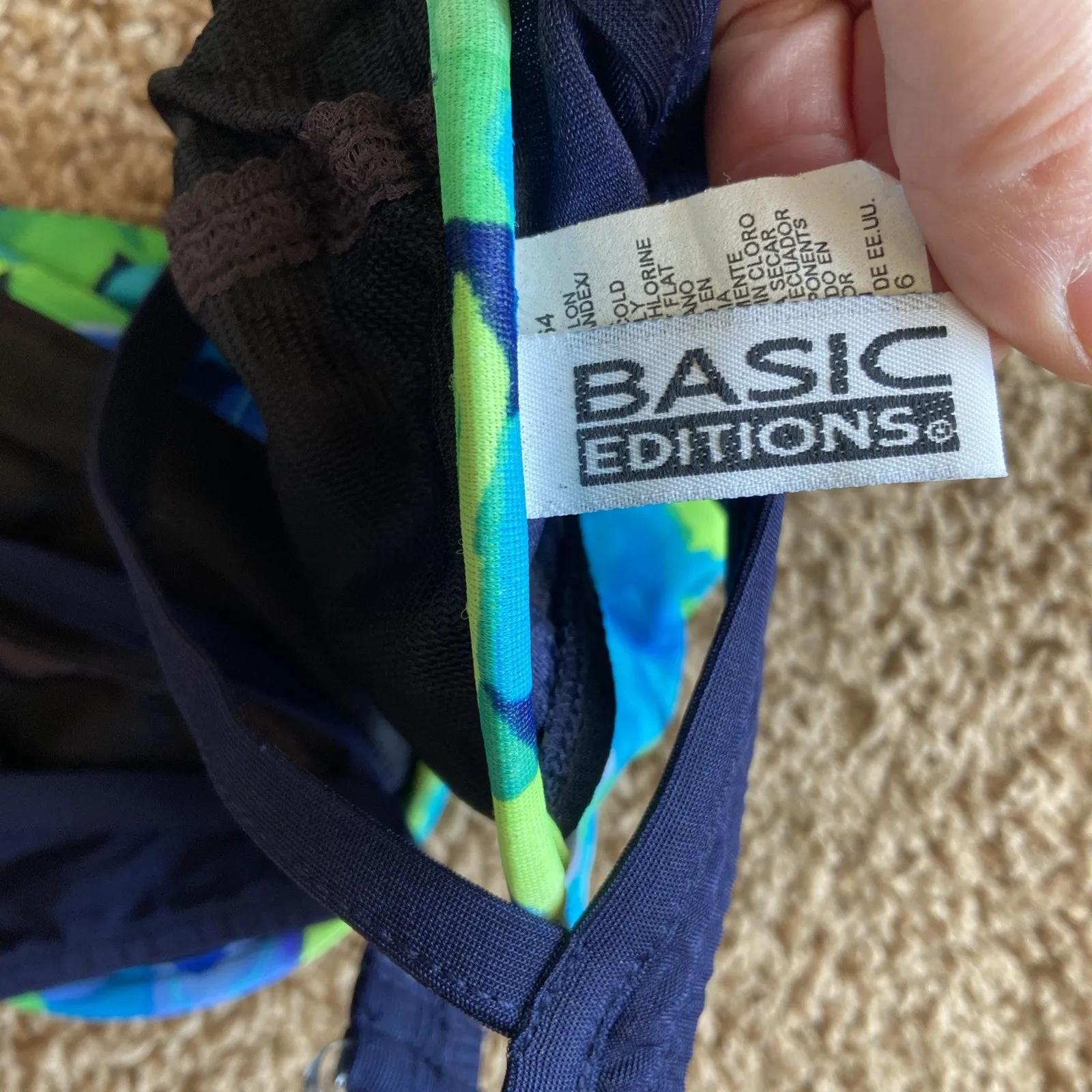 Vintage VTG Basic Editions KMart Floral Flower Bikini‎ Top Swimsuit Ladies 15/16 Blue Size undefined - Image 11