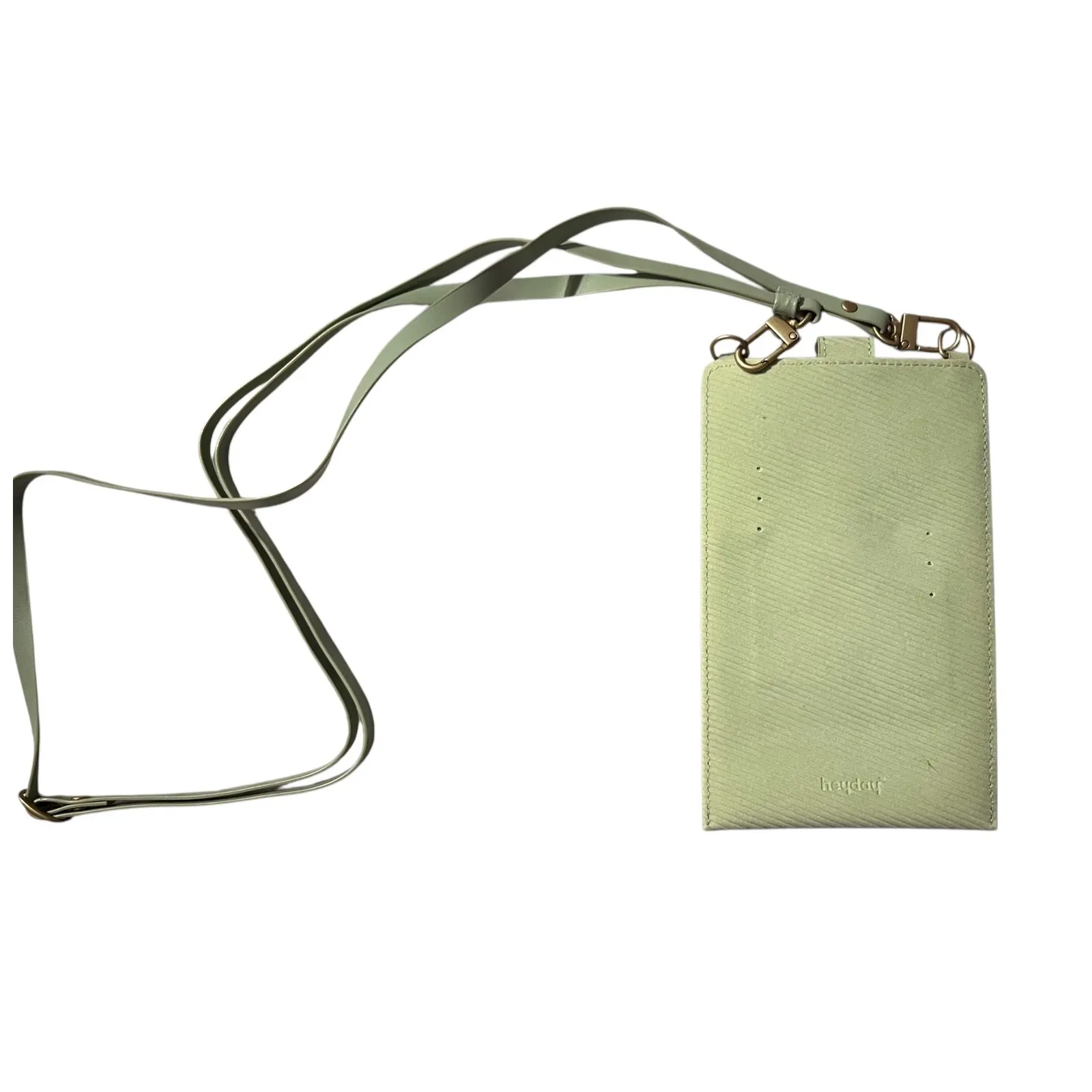 Heyday Crossbody Phone Holder Pouch Sage Green Vegan Leather Strap - Image 4