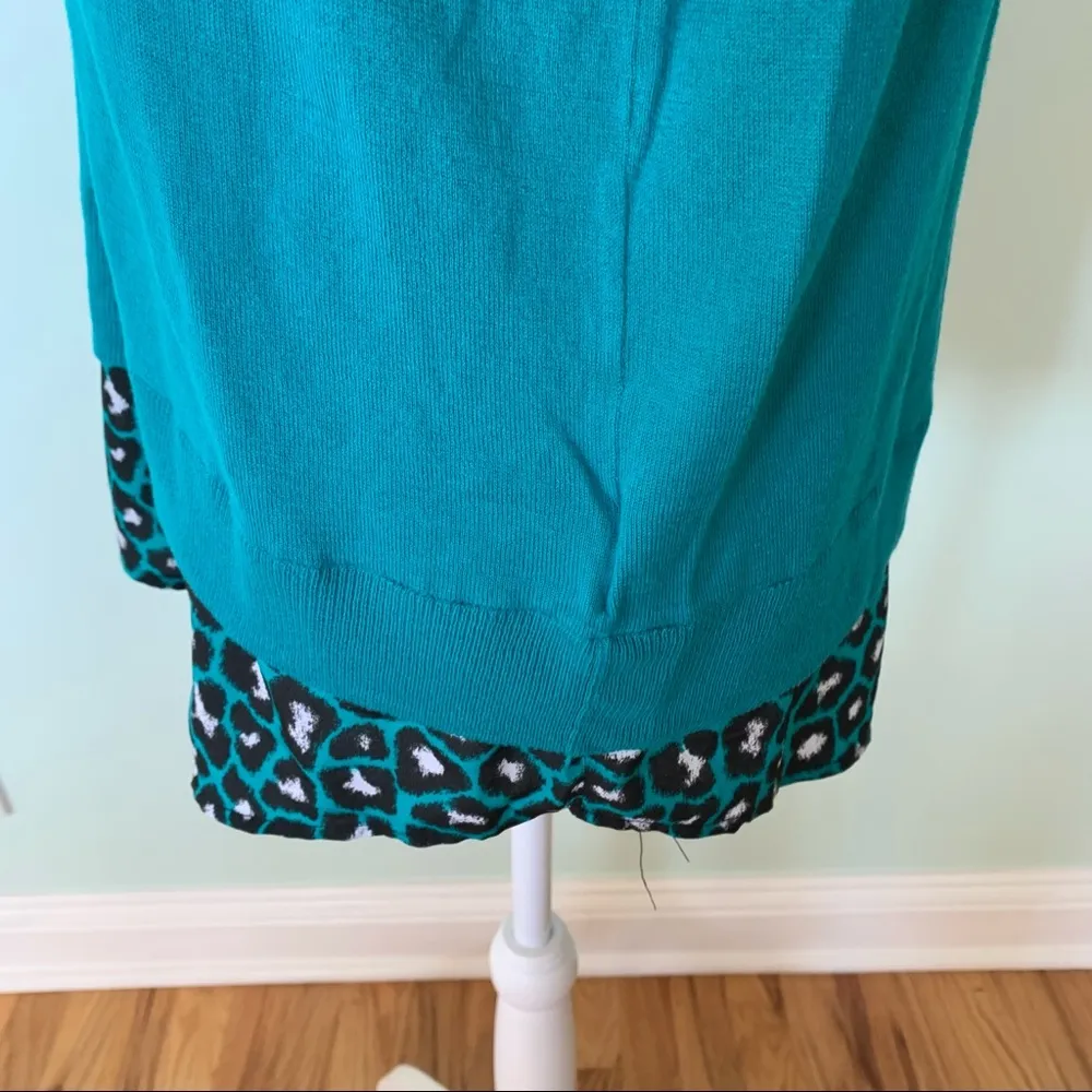 MICHAEL Michael Kors Blue Green Leopard Print Sweater M - Image 5