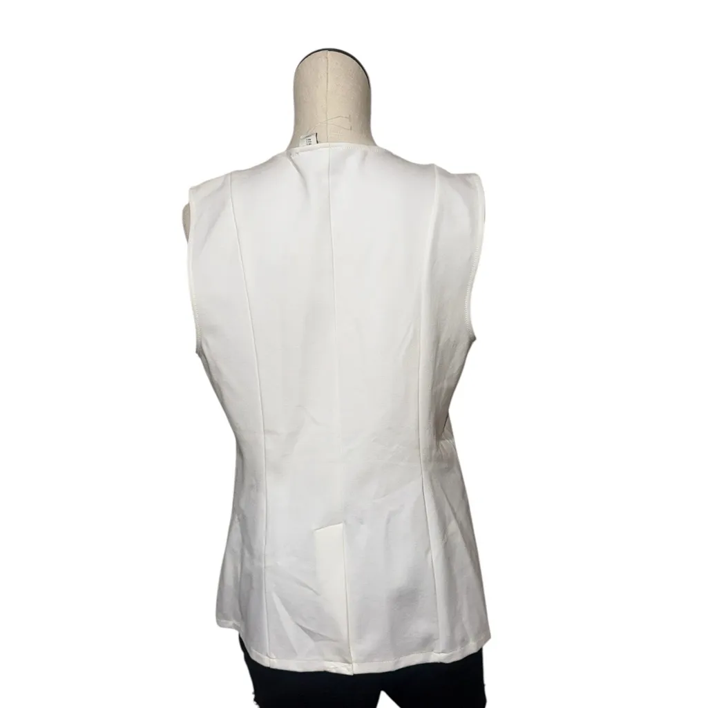 NWOT JOIE Longline Vest Gold Button Large White - Image 4