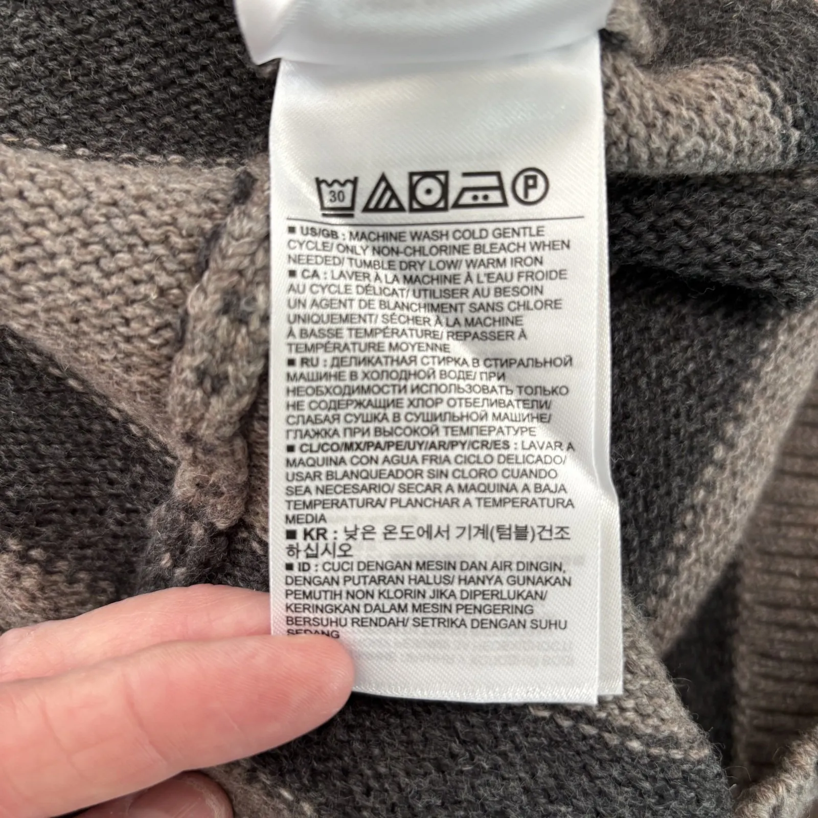 Banana Republic Poncho Sweater Womens M Taupe Cowl Neck Stripe Oversized Slouchy - Image 12