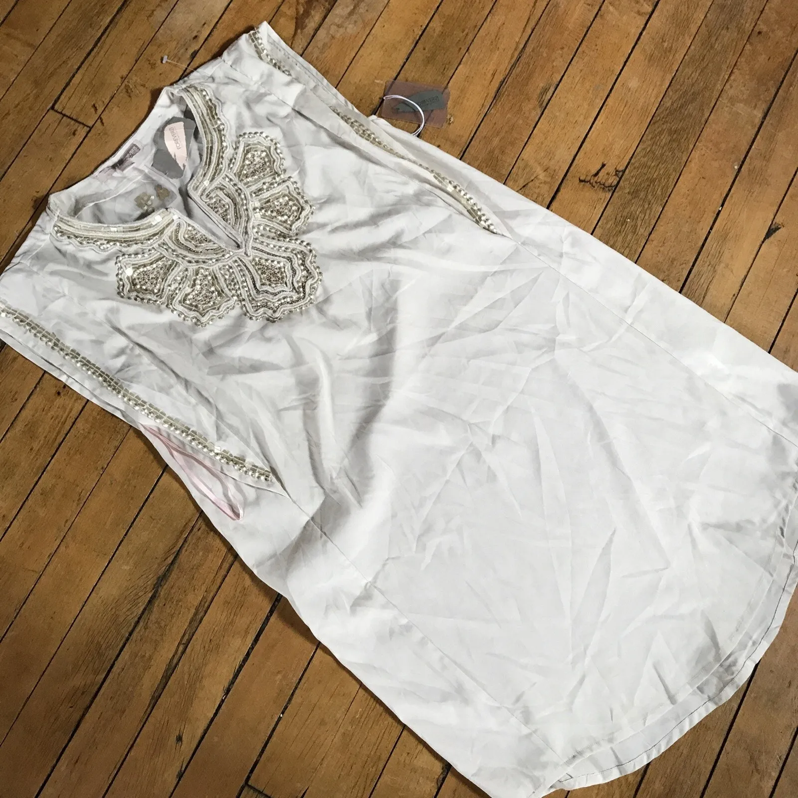 Forever 21 Contemporary Dress Short Length Large Cream/Gold NWT - Image 2