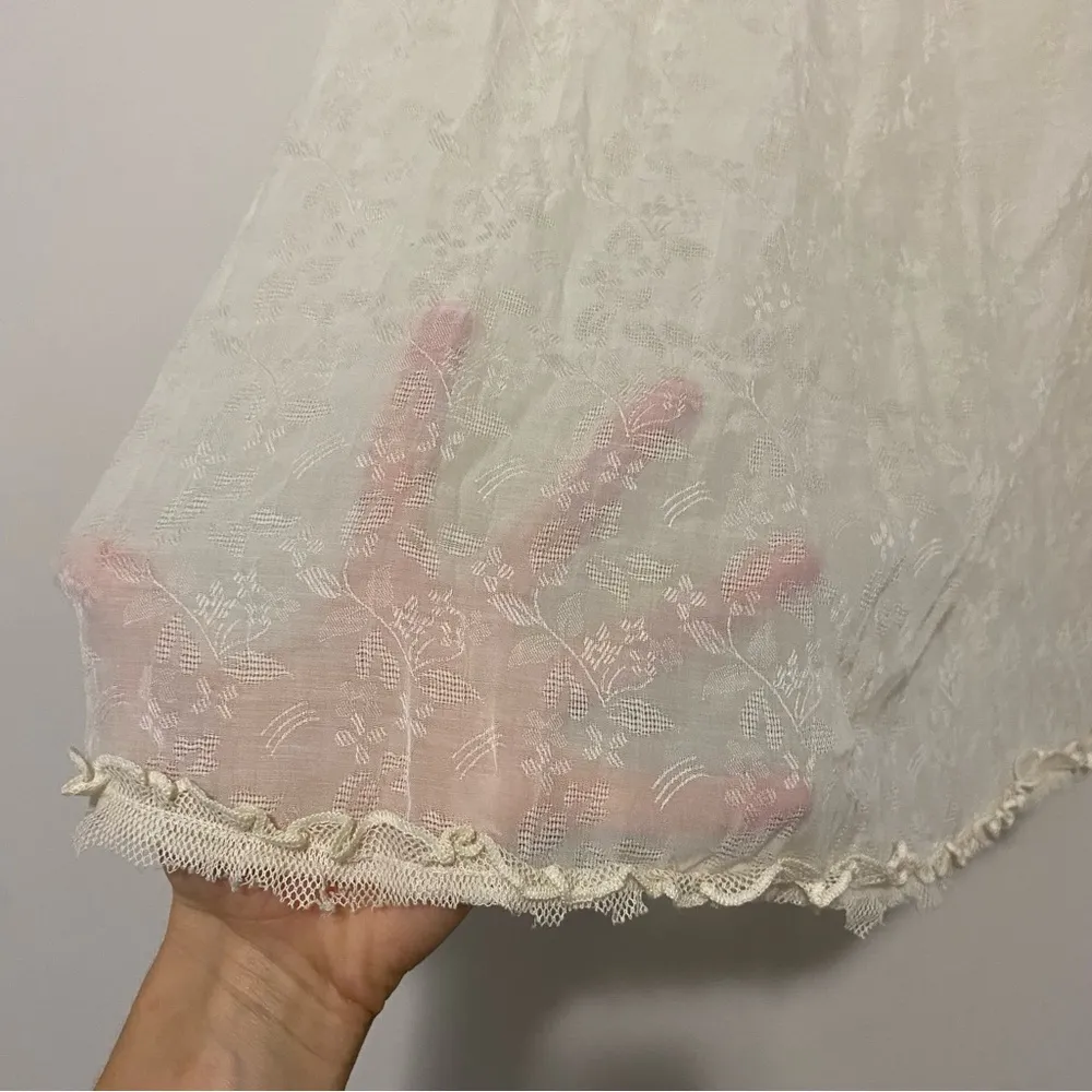 NWT Free People Cream Floral Sheer Overlay Skirt large - Image 2