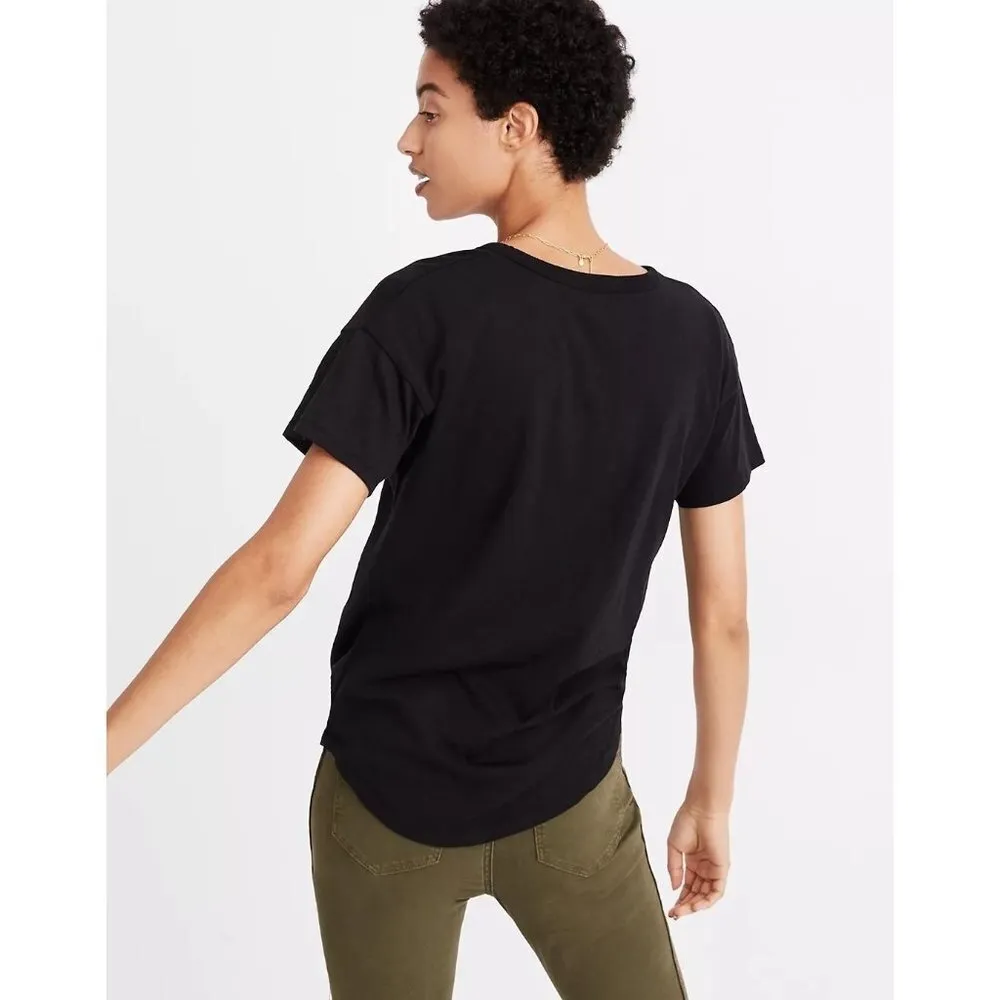 Madewell Whisper Cotton Rib-Crewneck Tee in True Black XXSmall Womens as-is - Image 3