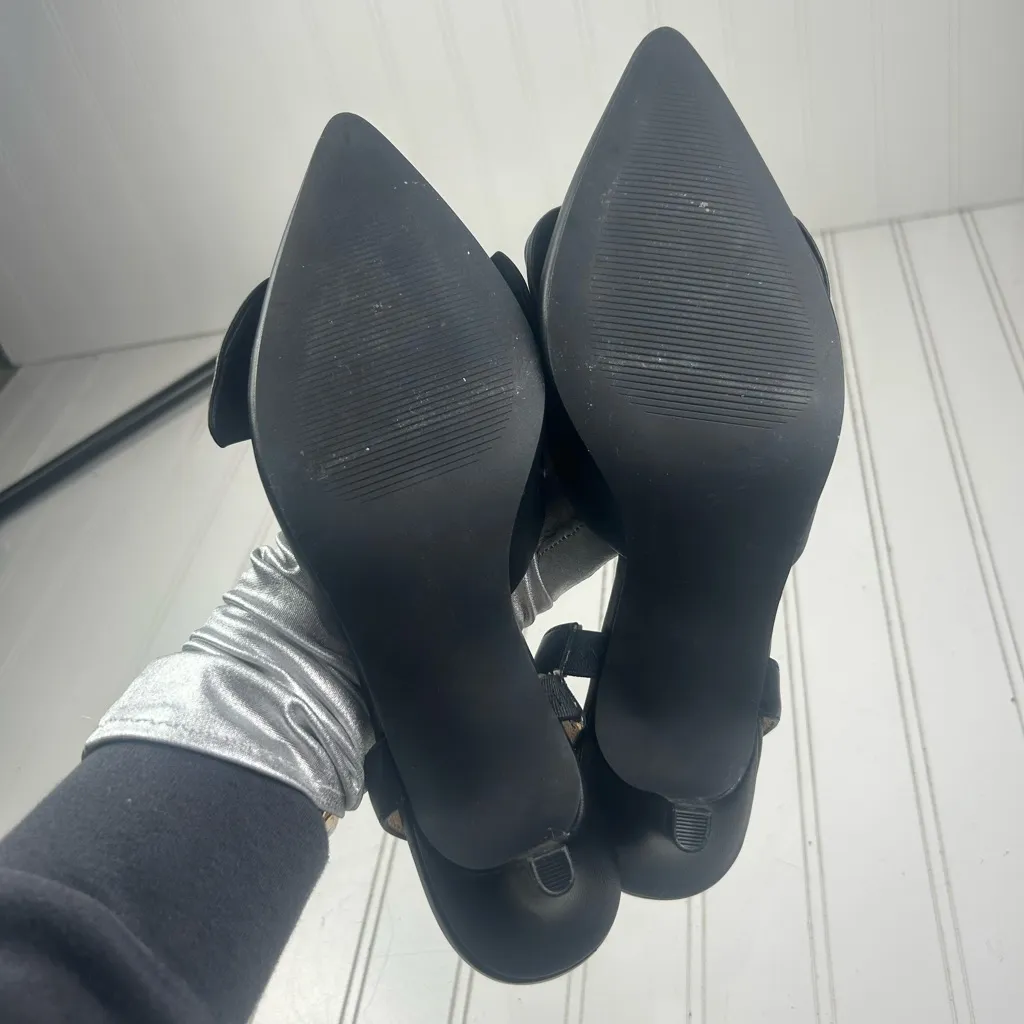 Isaac Mizrahi Black Slingback Bow Kitten Heels Pointed Toe Womenโs Size 9 - Image 7