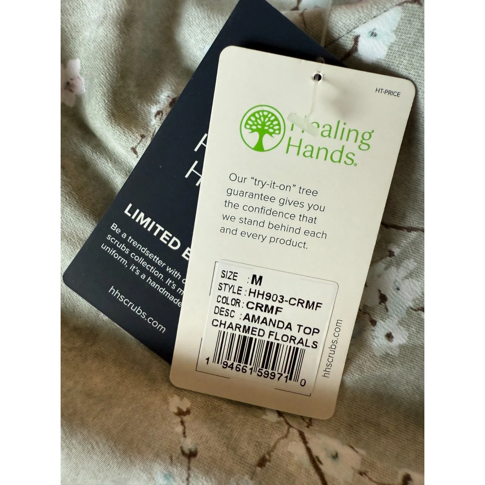 NWT Healing Hands Amanda Charmed Florals V Neck Scrub Top Nursing Massage M - Image 5