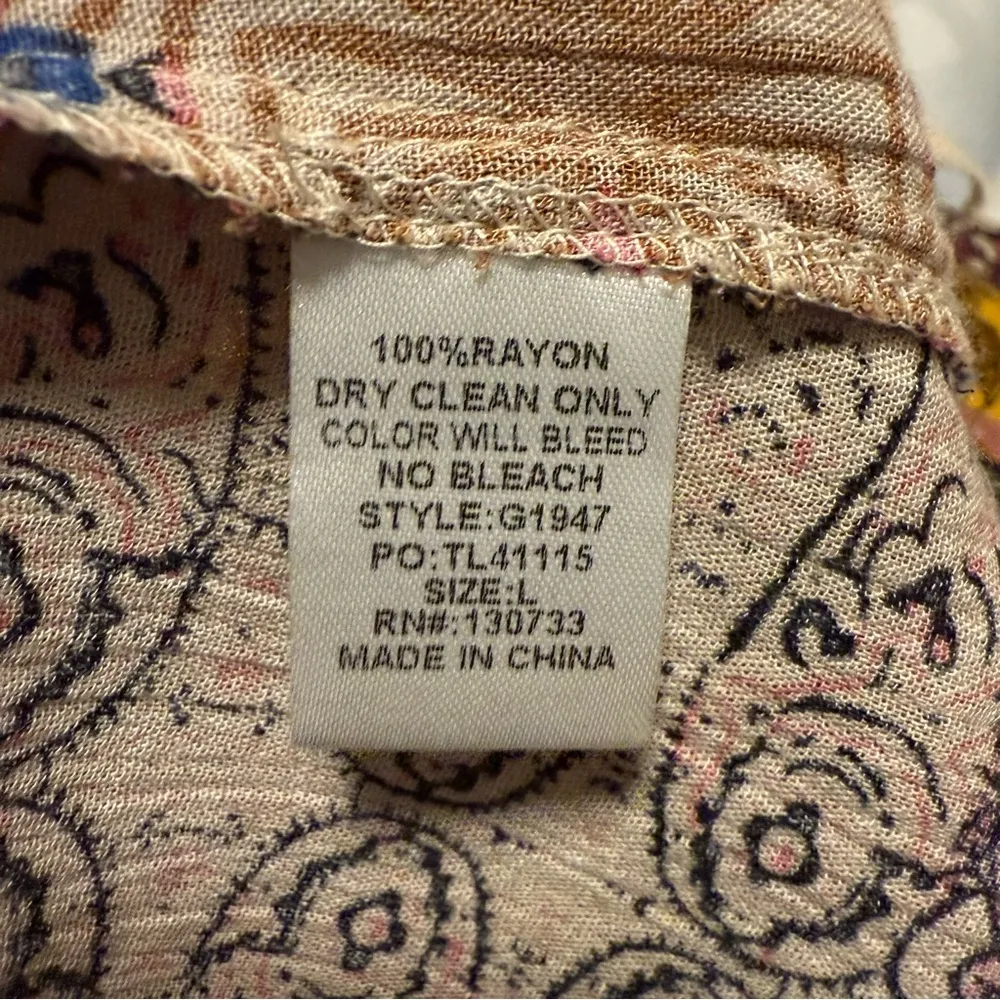 Umgee Paisley Floral Patchwork Long Sleeve Boho Midi Dress Multicolor Size Large - Image 7