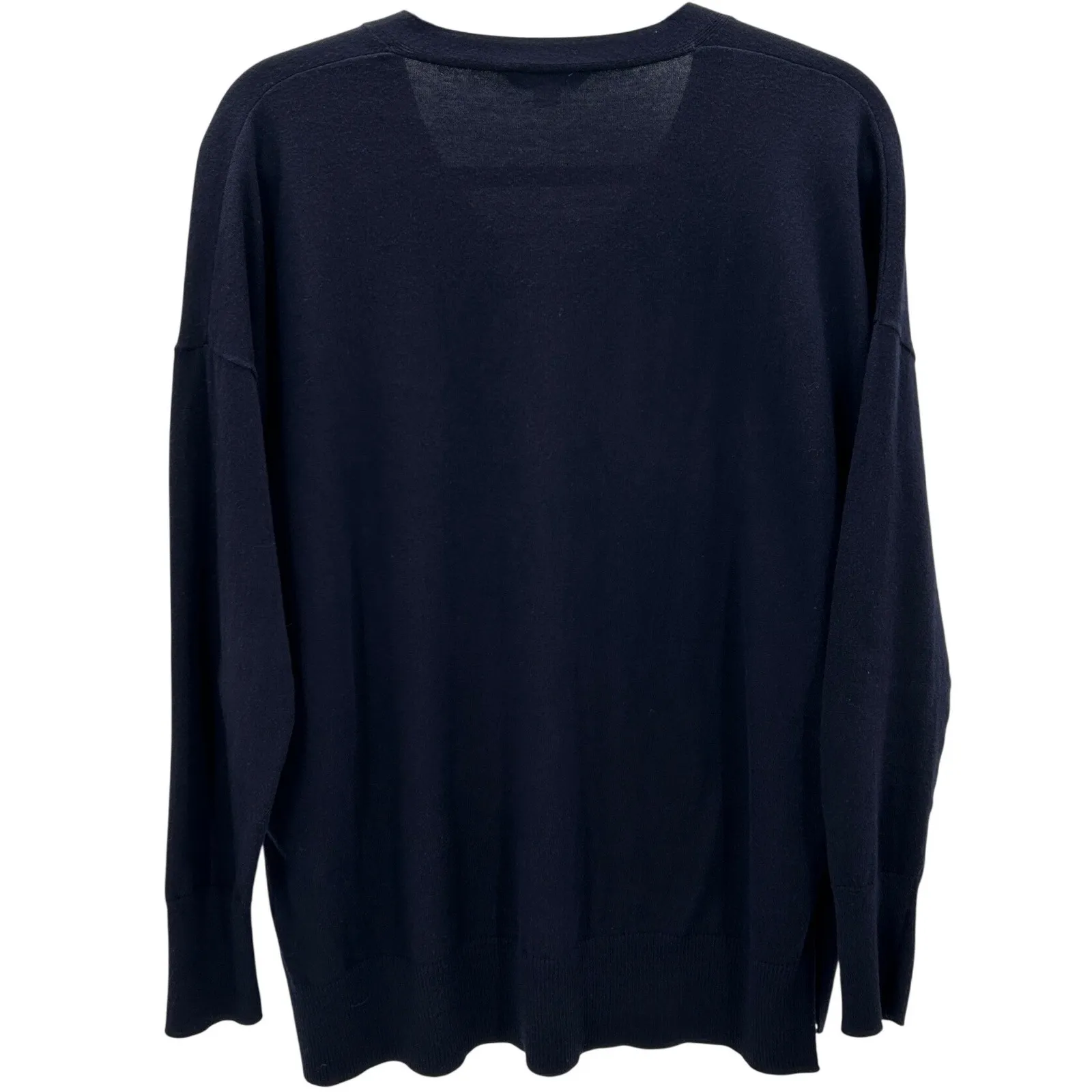 LK Bennett London Navy Blue Cotton Cashmere Minimalist Sweater Women's Size Med - Image 2
