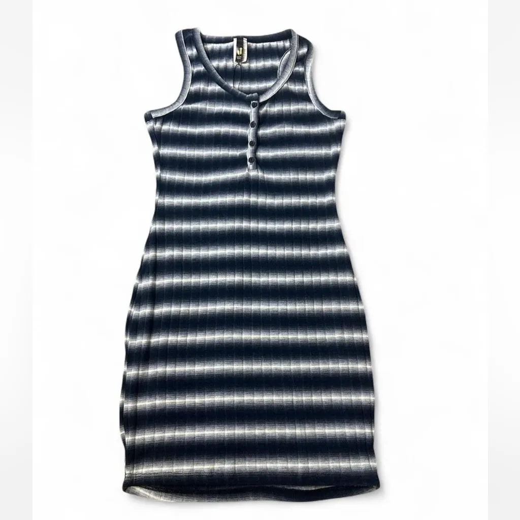 Striped Henley Dress‎ Blue Size L - Image 5