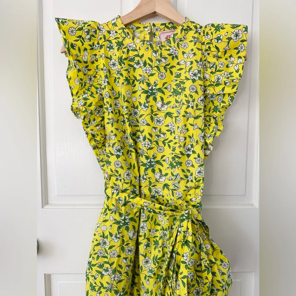 BANJANAN Audrey Mini Dress Spring Aurora Floral Print Yellow Green Size M Size M - Image 7