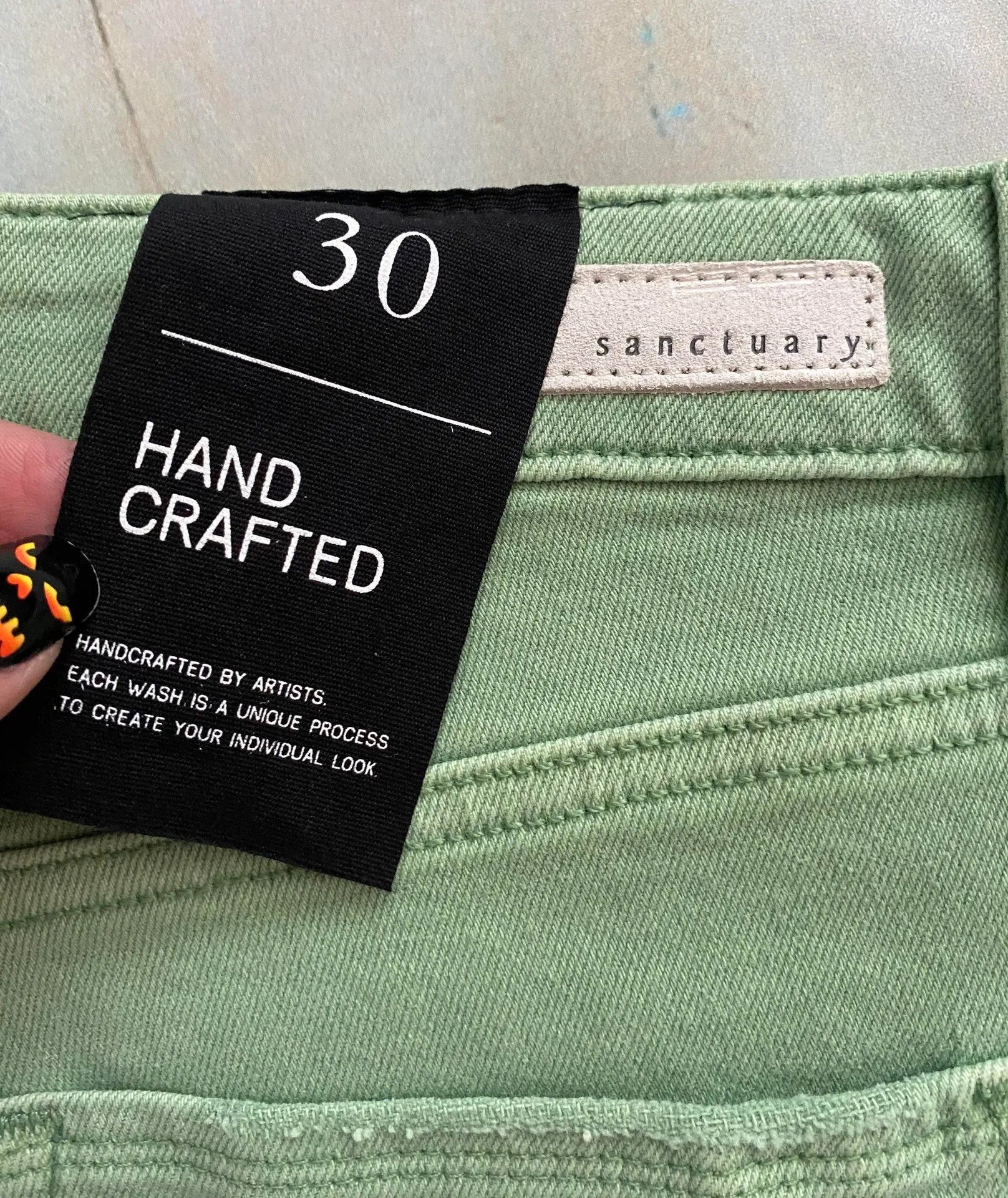 Women’s Green Denim Ankle Skinny Jeans Sz 30 - Image 6