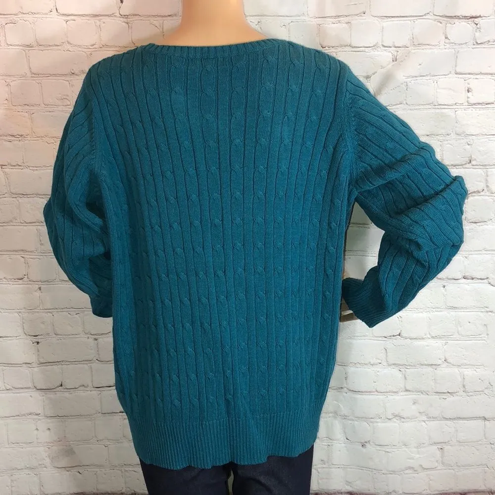 St John’s Bay Jewel Green Loose Knit Sweater XL - Image 6