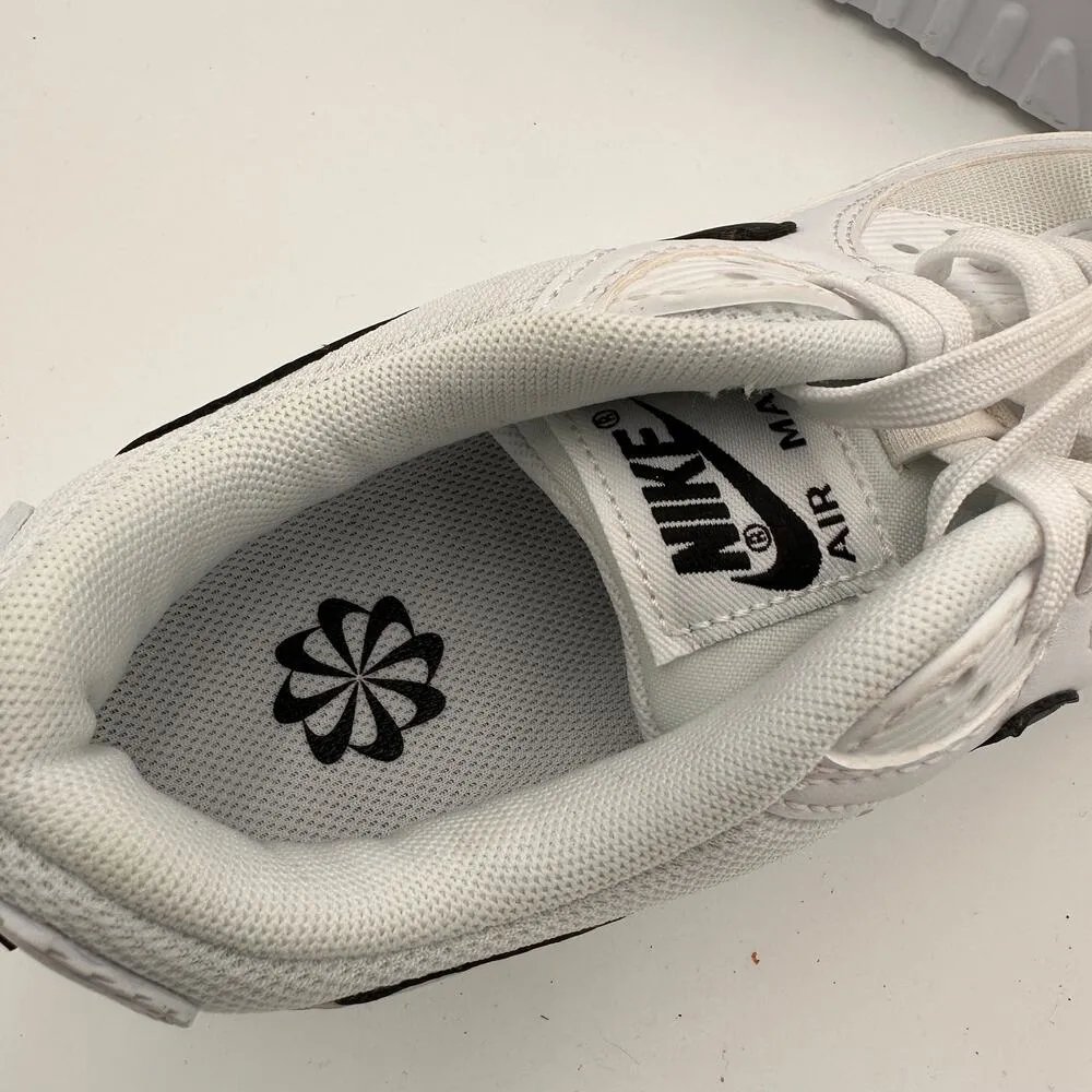 Nike Women's Air Max 90 White w/ Black Swoosh Sneakers Size 7 - Image 6