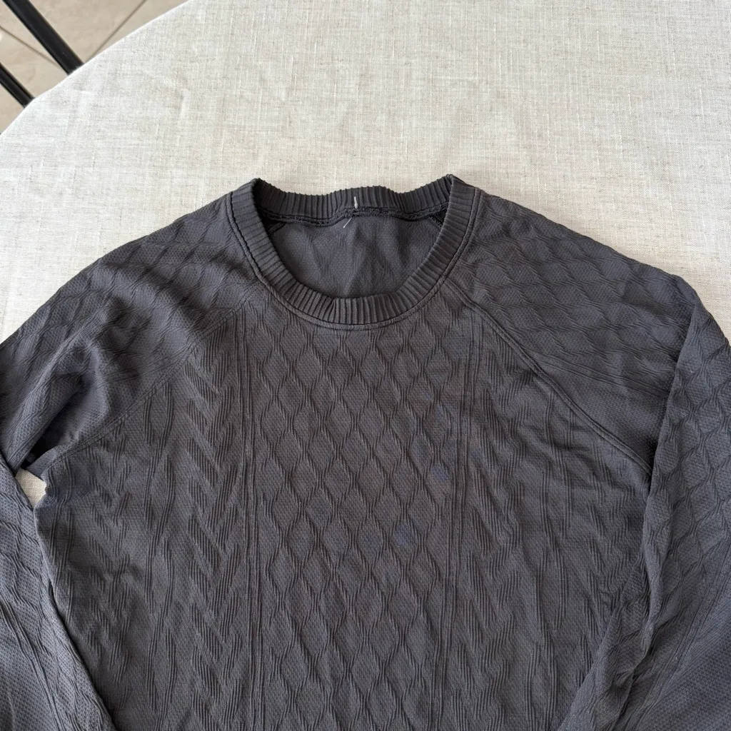 Lululemon Rest Less Pullover Cable Knit Long Sleeve Crewneck Top in Black - Image 5