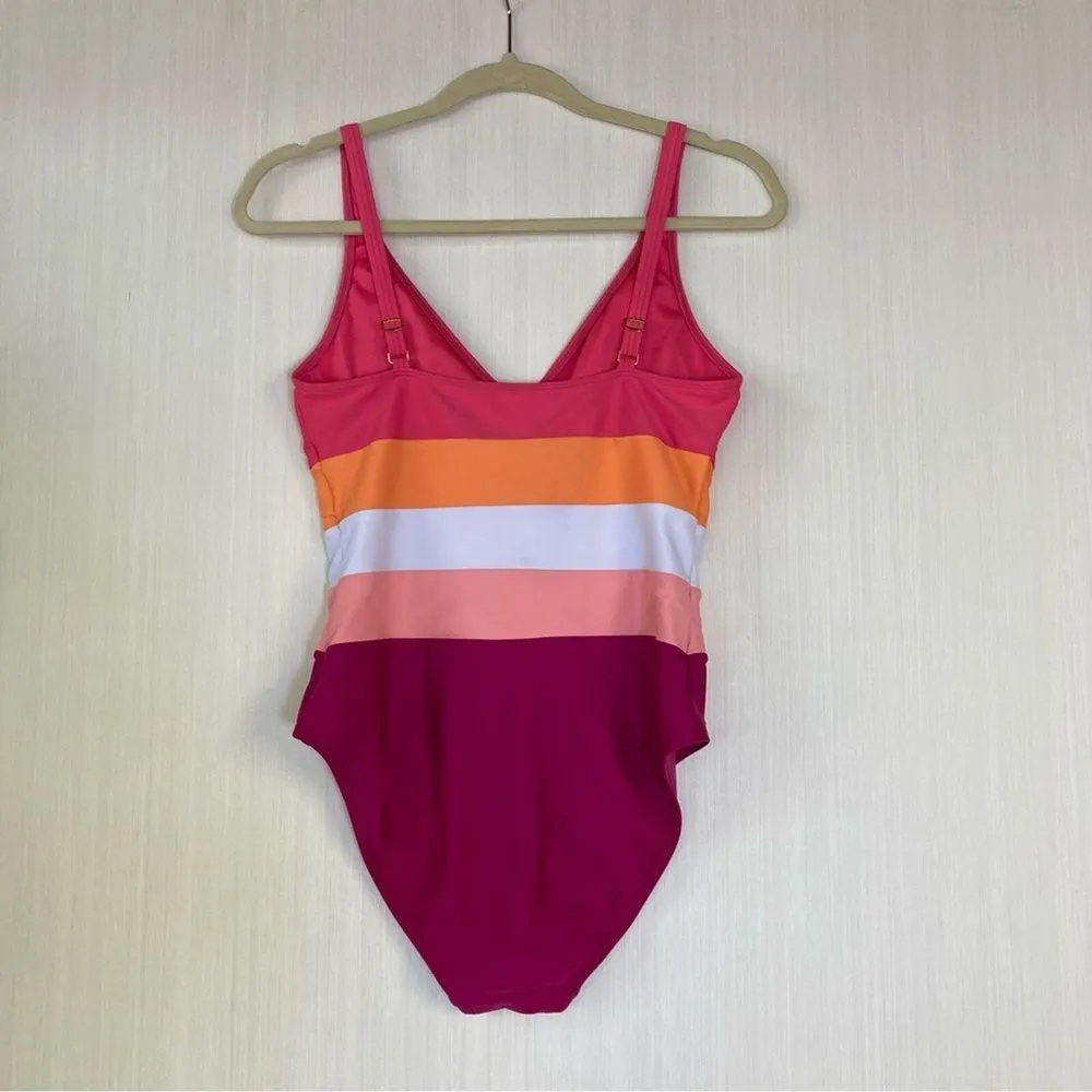 Bleu by Rod Beattie Swimsuit Sz 4 One Piece Pink Multi Striped Beachwear‎ - Image 7