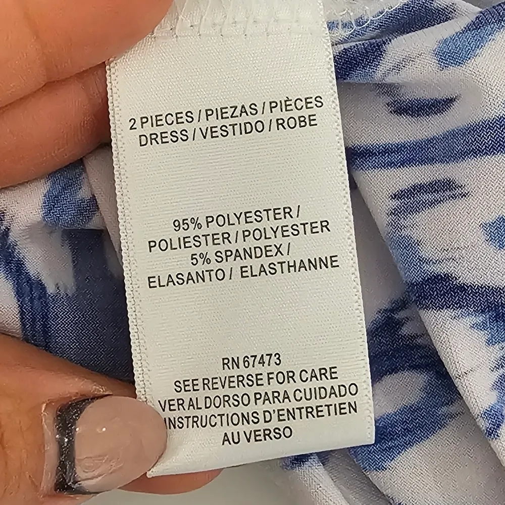 DANNY NICOLE MIDI DRESS SIZE IS XL . COLOR IS Blue/white - Image 3