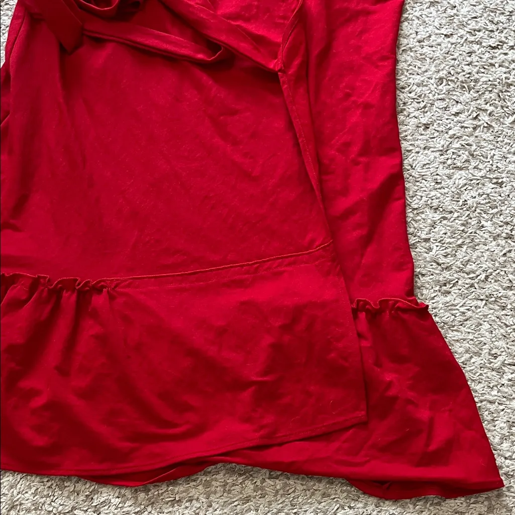 NWOT MNG Casual Vibrant Red Sleeveless Wrap Mini Dress w/ Ruffle Hem - Image 6