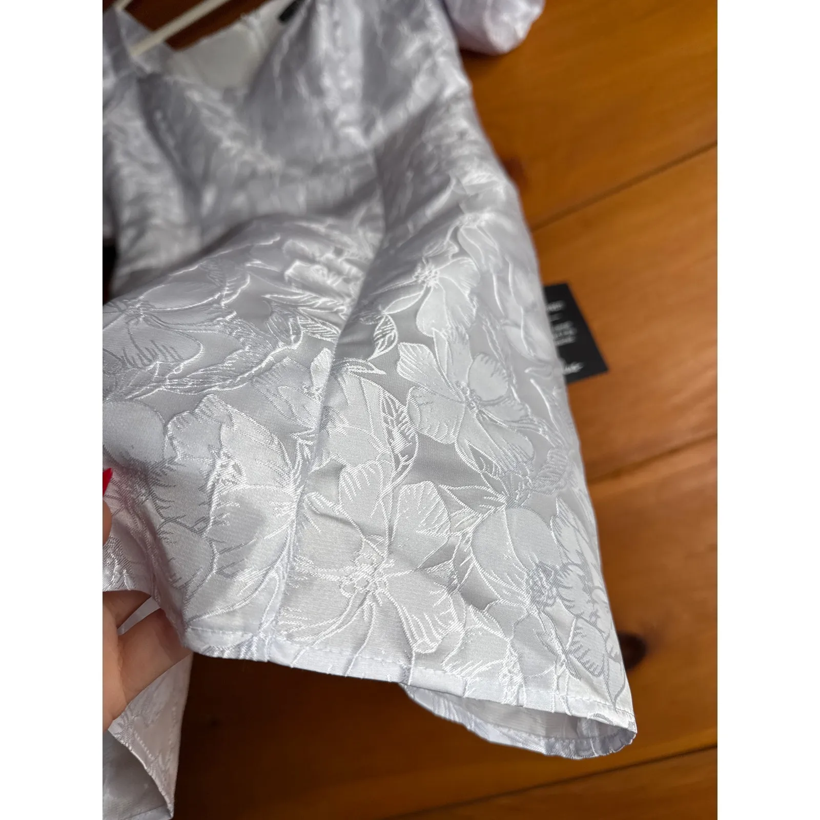 NWT Lulus Beyond Amazing White Floral Jacquard Puff Sleeve Dress Cocktail Size S - Image 5