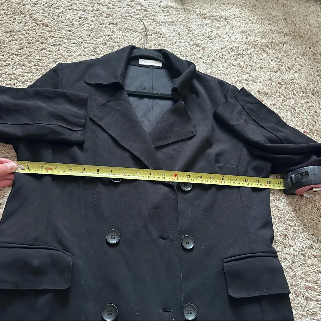 Anthropology Solitaire Women’s Double Breasted Black Blazer Jacket Size Large - Image 7