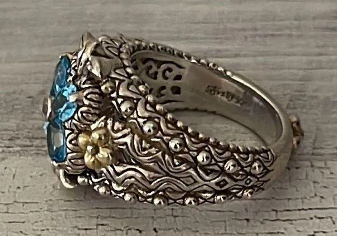 Gorgeous Barbara Bixby Blue Topaz Lotus Flower Ring. Size 8 - Image 3